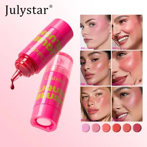 Professional shimmer liquid blush set with 6 shades for a natural glowing face makeup finish