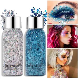 Professionele holografische gezichts- en lichaamsglittergel voor feestelijke make-up