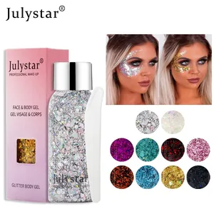 Julystar kleurrijke glittergel voor gezicht en lichaam voor feestelijke make-up