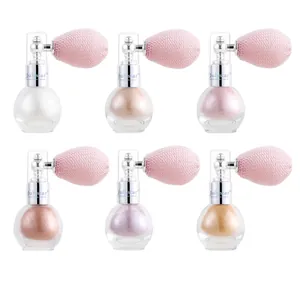 Sei tonalità di spray illuminante glitterato per viso e corpo con pompetta vintage