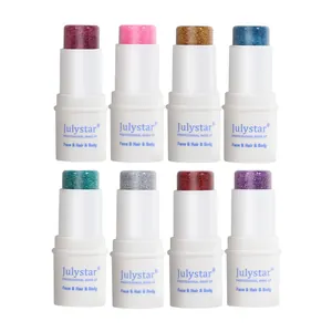 8-color glitter makeup stick set for face, hair and body sparkles