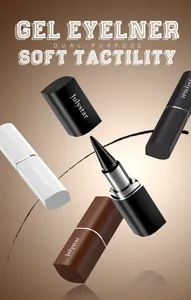 Κοντινό πλάνο με ματ τζελ eyeliner Julystar σε μαύρο, καφέ και λευκό χρώμα
