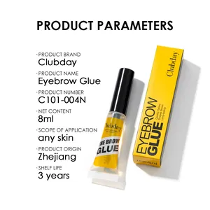 Detail view of transparent eyebrow glue showing full product parameters and specifications
