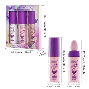 Detailed size measurements for the Julystar 3-piece shimmer powder highlighter set