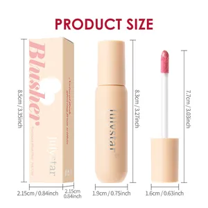 Precise dimensions for shimmer liquid blush bottle and the product packaging box