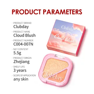 Spécifications détaillées de la palette de poudre scintillante Clubday Cloud Blush