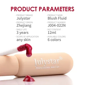 Detailed view of shimmery liquid blush fluid showing texture and parameters.