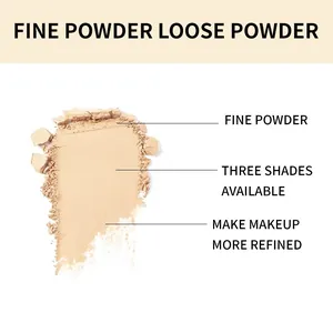 Close-up detail of fine loose powder texture showcasing three shades for refined makeup