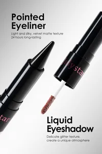 Gros plan sur l'outil de maquillage des yeux à double embout avec eye-liner et ombre
