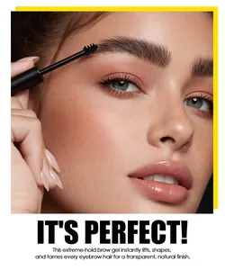Extreme-hold transparent brow gel instantly lifts and shapes for a natural finish detail