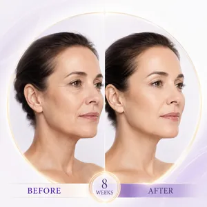 Visible skin rejuvenation before and after 8 weeks of using retinol essence.