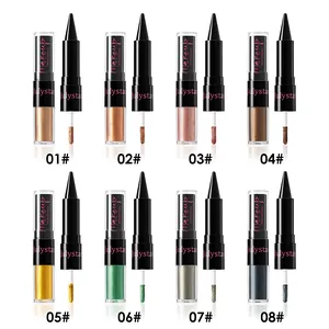 Vue détaillée montrant huit teintes différentes de bâtons d'ombre à paupières et d'eye-liner.