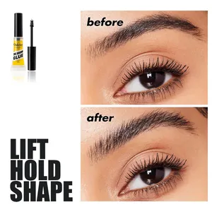 Detailed before and after comparison of clear brow glue for eyebrow lifting and shaping