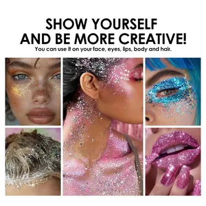 Paillettes cosmétiques multicolores pour le maquillage du visage, des cheveux et du corps.