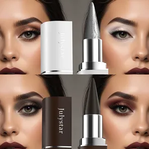 Λεπτομερής προβολή αδιάβροχης ματ κρέμας eyeliner σε ασημί και σκούρο καφέ