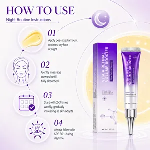 Night routine instruction guide for applying Retinal Volume Booster firming serum