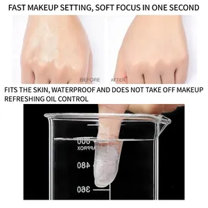 Before and after comparison of waterproof matte setting powder for long-lasting makeup
