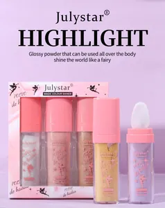 Coffret de poudre illuminatrice Julystar avec vue détaillée de l'applicateur éponge