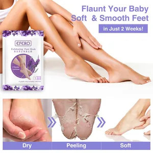 Mascarilla para pies EFERO con lavanda mostrando transformación de piel seca a suave