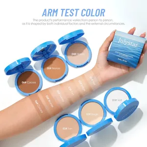 Swatchs sur bras de 6 teintes de poudre compacte mate Julystar pour le maquillage.