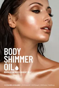 Scatto di bellezza che mostra la pelle radiosa con olio illuminante corpo bronzo