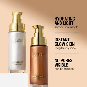Dettaglio dell'olio illuminante per il corpo da 30ml con glitter fini e setosi