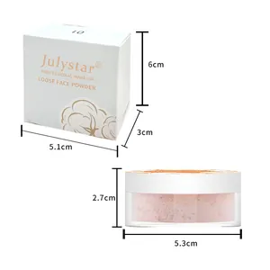 Detailed dimensions diagram of Julystar professional matte loose face powder and box