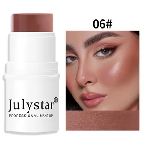 Julystar Matte Blush Stick shade 06# shown with makeup effect on model