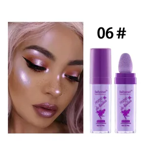Julystar fairy highlighter powder shade 06 with sponge applicator showing makeup effect