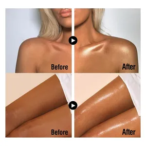 Dettaglio che mostra l'effetto luminoso e brillante dell'illuminante corpo sulla pelle