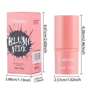 Genaue Abmessungen für den Clubday matt-rosa Jelly Blush Stick und die Verpackung