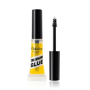 Professional detail view of Clubday clear brow glue with precision applicator brush