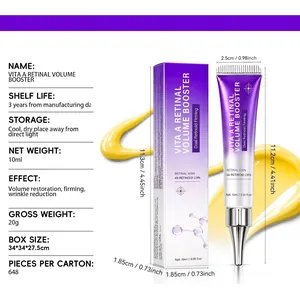 Retinal Volume Booster 10ml serum showing dimensions and product specifications