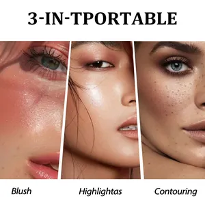 Detaillierter Vergleich der 3-in-1-Make-up-Stick-Effekte: Blush, Highlight und Kontur