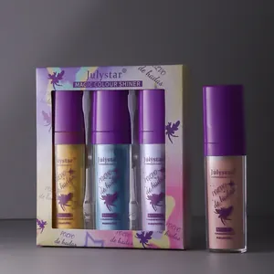 Julystar fairy highlighter powder set with four shimmery colors for face and body use