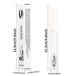 Detailed dimensions of Julystar waterproof eyebrow glue tube and its packaging box