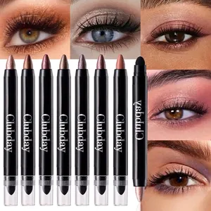 7-color pearly eyeshadow stick set with double-ended sponge tips for eye makeup