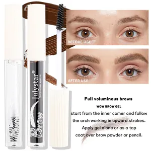 Detailed close-up showing before and after effect of Julystar waterproof eyebrow gel