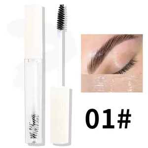 Julystar waterproof clear eyebrow gel with spiral brush and brow styling result.