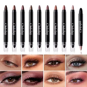 Set of 10 shimmering eyeshadow sticks with smudger for long-lasting radiant eye makeup