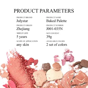 Vue détaillée des textures de poudre et des spécifications techniques de la palette maquillage.