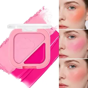 Palette de fards à joues bicolore avec textures crème et poudre pour un maquillage du visage