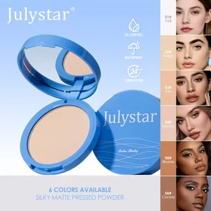 Poudre pressée mate Julystar pour contrôle du sébum et maquillage waterproof, 6 teintes