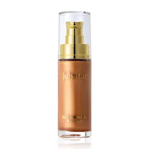 Dettaglio dell'olio luccicante per il corpo Julystar con glitter bronzo in flacone da 30ml