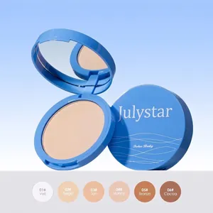 Poudre compacte mate imperméable avec miroir intégré et six nuances de couleurs différentes