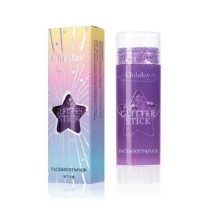 Stick de gel à paillettes étoiles holographiques violettes pour visage, corps et cheveux