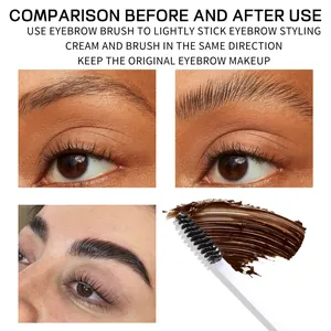 Detailed before and after comparison of Julystar waterproof eyebrow styling gel with brush