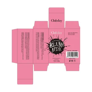 Detailliertes Layout des Verpackungsdesigns für den rosa farbwechselnden Blush-Stick
