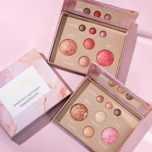Détail de la palette visage marbrée Julystar avec fard à joues et enlumineur