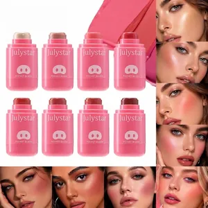 Moisturizing lip and cheek dual-use cream blush stick set for a natural glowy finish